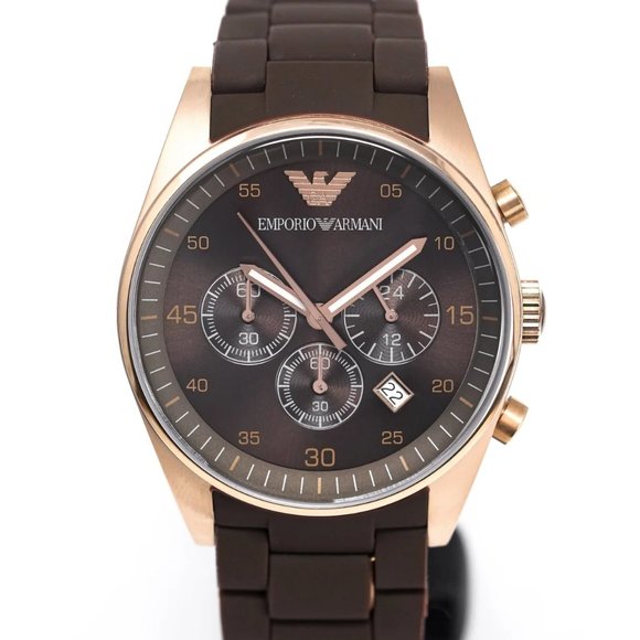 Emporio Armani Accessories - Emporio Armani Tazio AR5891 Brown Dial Gold Tone Women's Chronograph Watch